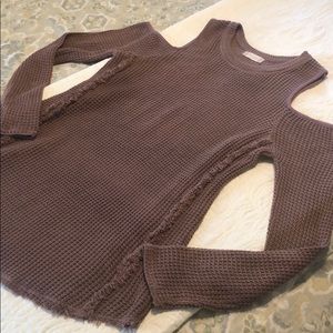 Plum Cold Shoulder Sweater